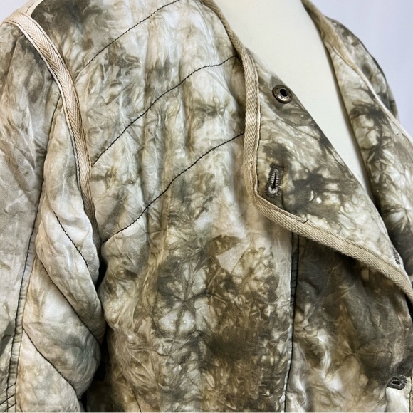 Anthropologie Marrakech Quilt Jacket Bomber Coat Olive Green Tie-Dye Medium $188 - Picture 4 of 10